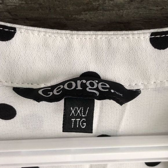 GEORGE Plus Size XXL White Crossover, Polka Dot Blouse - Picture 5 of 6